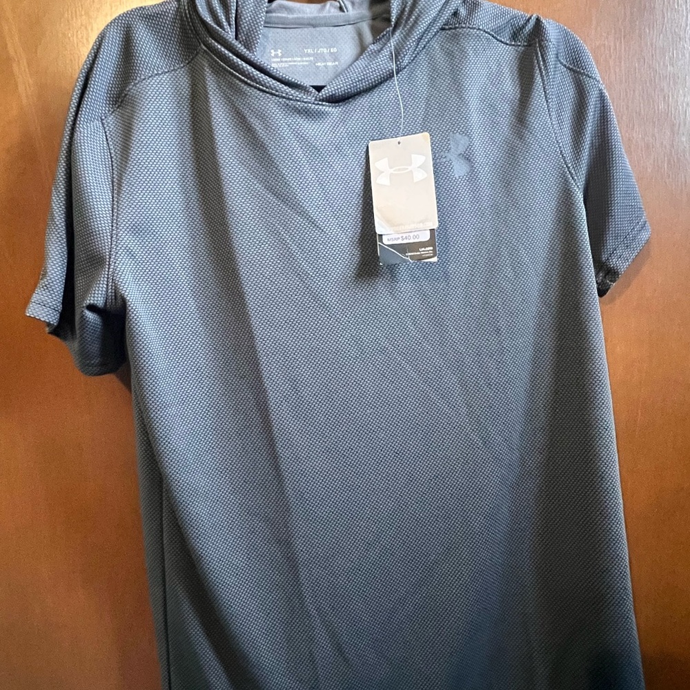 Under Armour Boys Charcoal Short Sleeve Tee with Hood